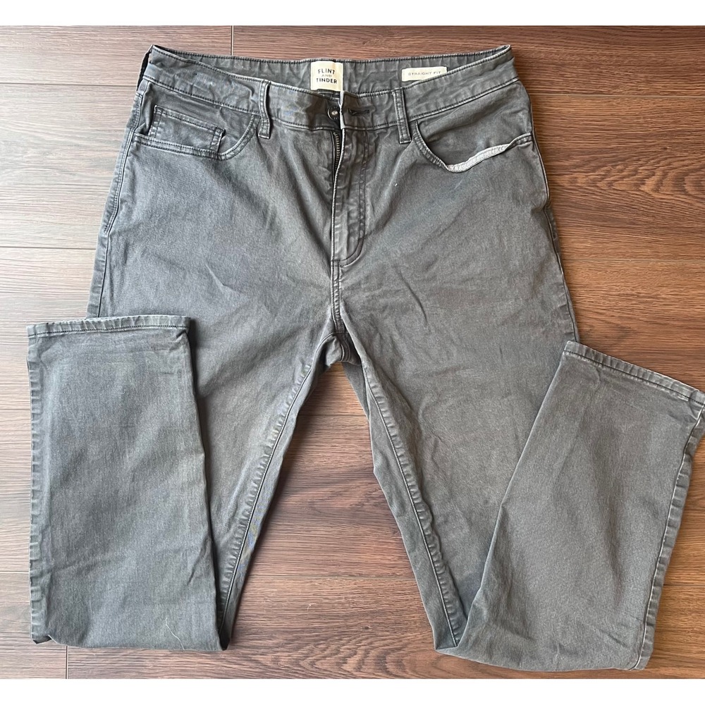 Flint and Tinder Mens Straight Fit Pants Dark Grey 32x32 Casual Trousers